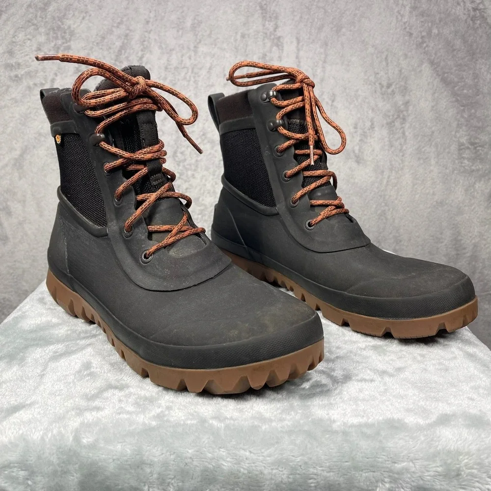 Bogs Arcata Lace Boots Mens 12 Black Waterproof Insulated Winter Snow 72754-201